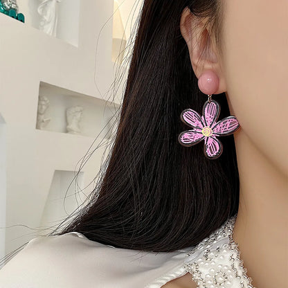 1 Pair Vacation Sweet Flower Resin Drop Earrings