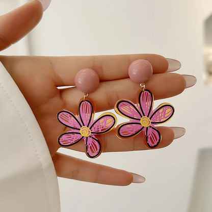 1 Pair Vacation Sweet Flower Resin Drop Earrings