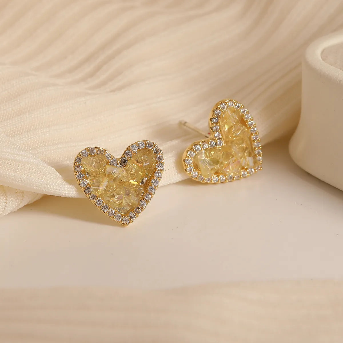 1 Pair Vacation Sweet Heart Shape Plating Copper 18K Gold Plated Ear Studs