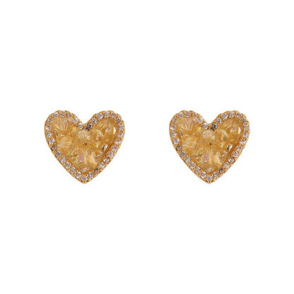 1 Pair Vacation Sweet Heart Shape Plating Copper 18K Gold Plated Ear Studs