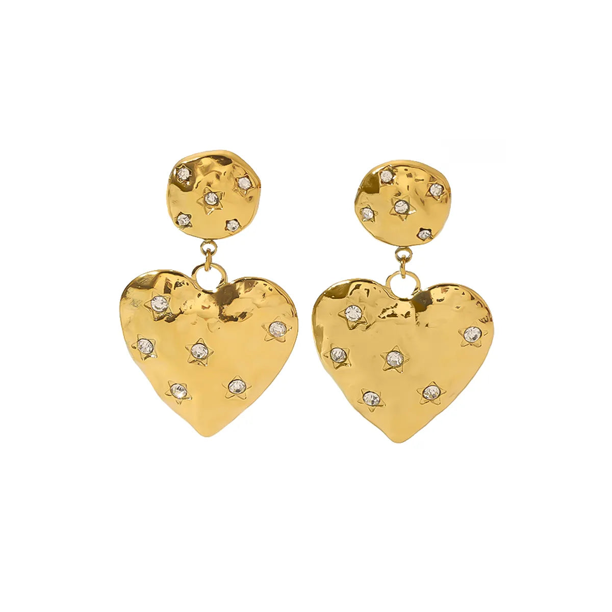 1 Pair Vacation Sweet Heart Shape Polishing Plating Inlay Stainless Steel Zircon 18k Gold Plated Drop Earrings