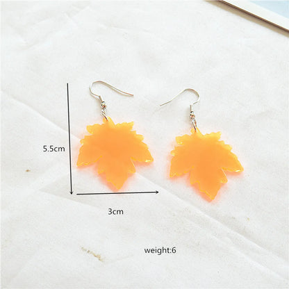 1 Pair Vacation Sweet Maple Leaf Arylic Metal Drop Earrings