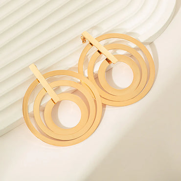 1 Pair Vacation Sweet Round Rectangle Tassel Plating 304 Stainless Steel 14K Gold Plated Drop Earrings