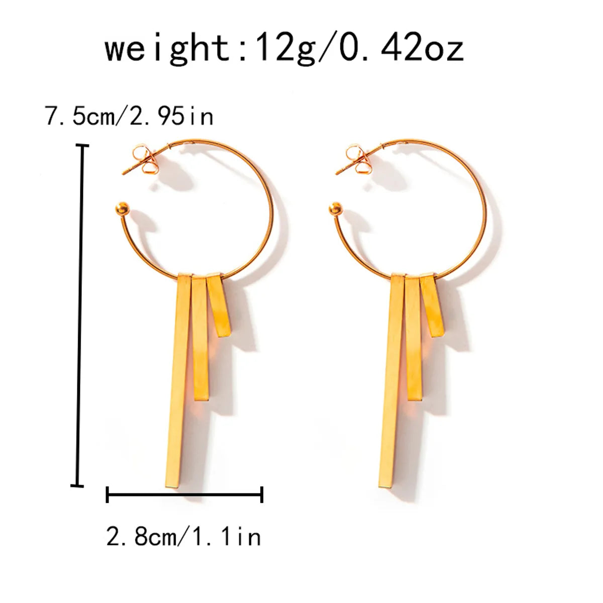 1 Pair Vacation Sweet Round Rectangle Tassel Plating 304 Stainless Steel 14K Gold Plated Drop Earrings