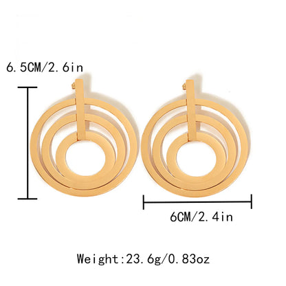 1 Pair Vacation Sweet Round Rectangle Tassel Plating 304 Stainless Steel 14K Gold Plated Drop Earrings