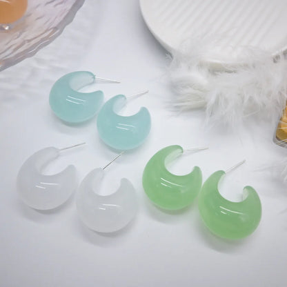 1 Pair Vacation Sweet Solid Color Resin Ear Studs