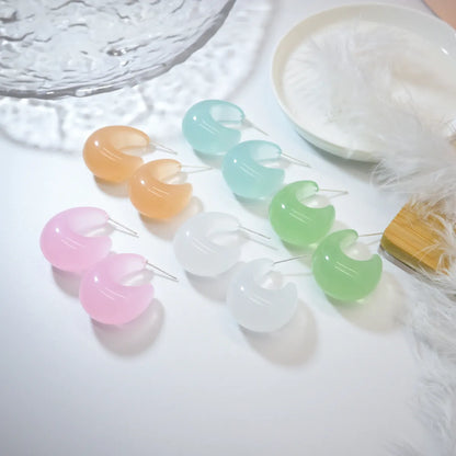 1 Pair Vacation Sweet Solid Color Resin Ear Studs