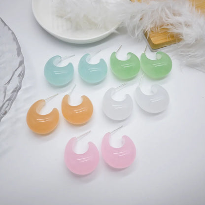 1 Pair Vacation Sweet Solid Color Resin Ear Studs