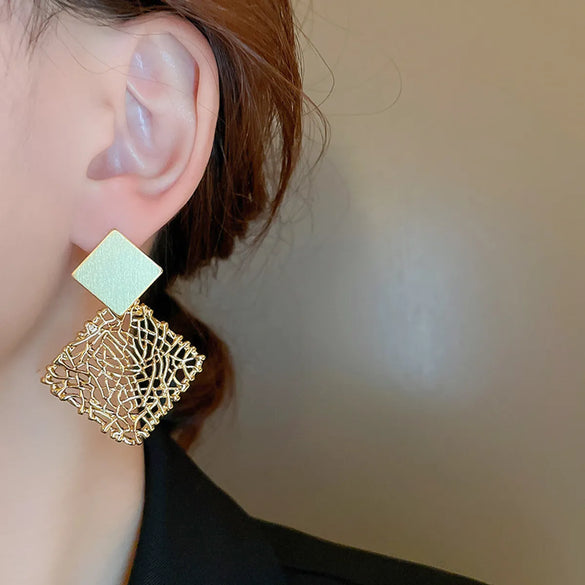 1 Pair Vintage Style Argyle Alloy Drop Earrings