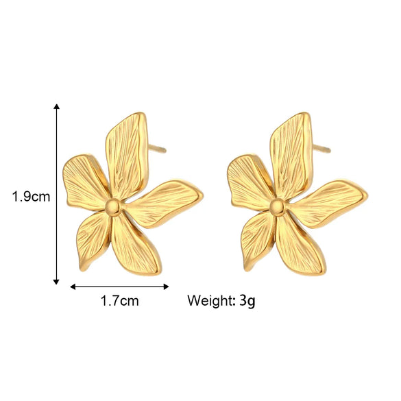 1 Pair Vintage Style Artistic Flower Petal Plating 304 Stainless Steel 18K Gold Plated Ear Studs