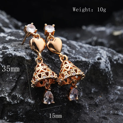 1 Pair Vintage Style Bell Plating Inlay Copper Zircon 24k Gold Plated Rose Gold Plated Drop Earrings