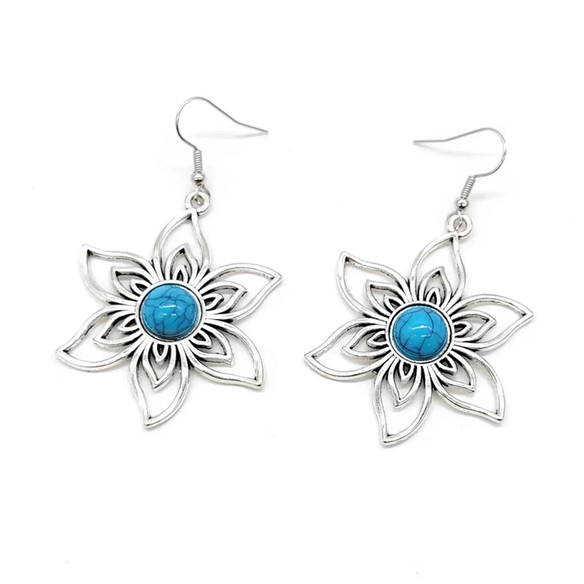 1 Pair Vintage Style Bohemian Flower Plating Inlay Alloy Resin Drop Earrings