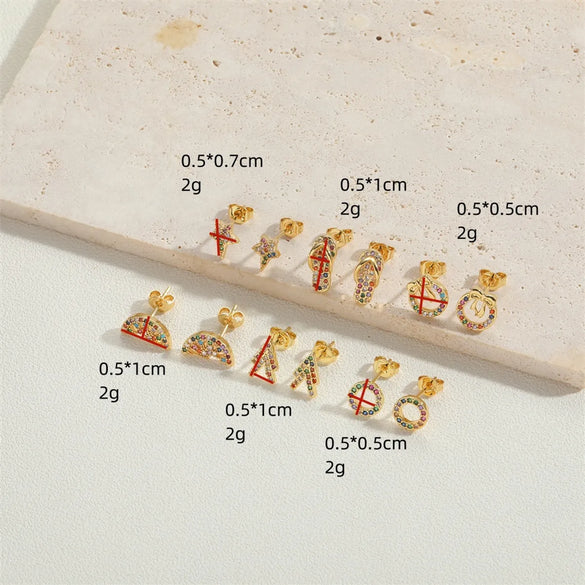 1 Pair Vintage Style Bow Knot Inlay Copper Zircon 14K Gold Plated Earrings