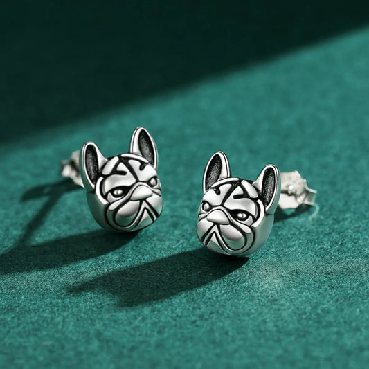 1 Pair Vintage Style Bulldog Sterling Silver Plating Ear Studs