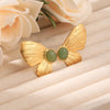 1 Pair Vintage Style Butterfly Inlay 304 Stainless Steel Natural Stone 18K Gold Plated Ear Studs