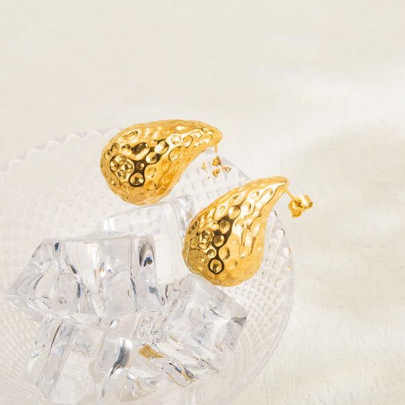 1 Pair Vintage Style C Shape Water Droplets Heart Shape Plating Inlay Stainless Steel Zircon 18k Gold Plated Ear Studs