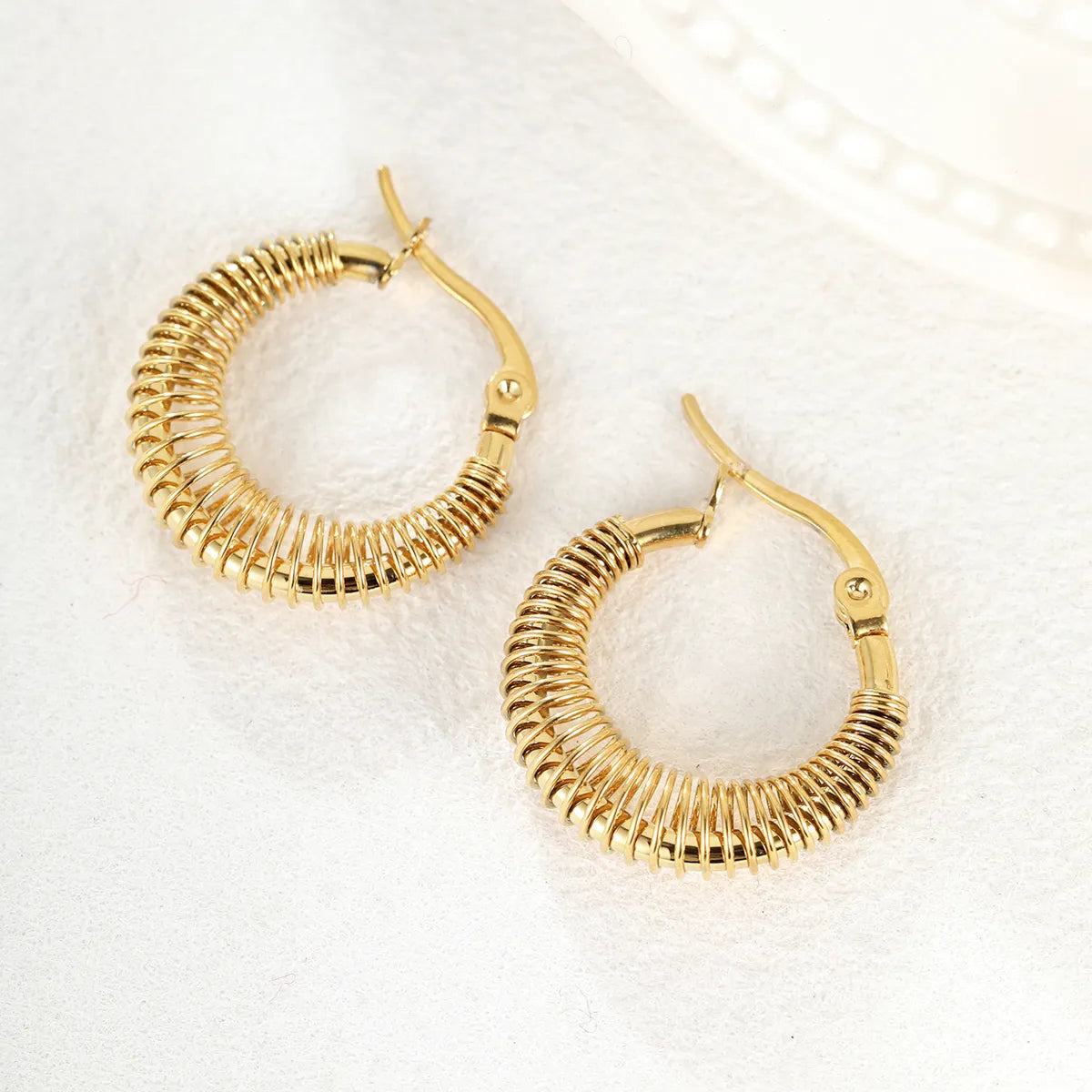 1 Pair Vintage Style Circle Plating Stainless Steel 18k Gold Plated Earrings