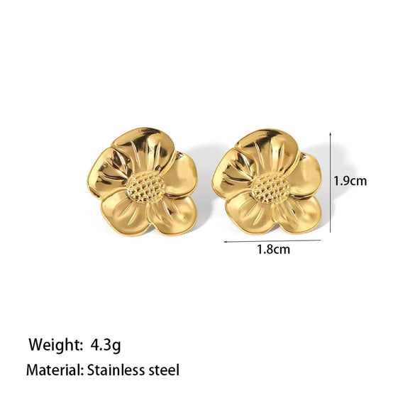 1 Pair Vintage Style Classic Style Commute Geometric Flower Polishing 304 Stainless Steel 18K Gold Plated Ear Studs