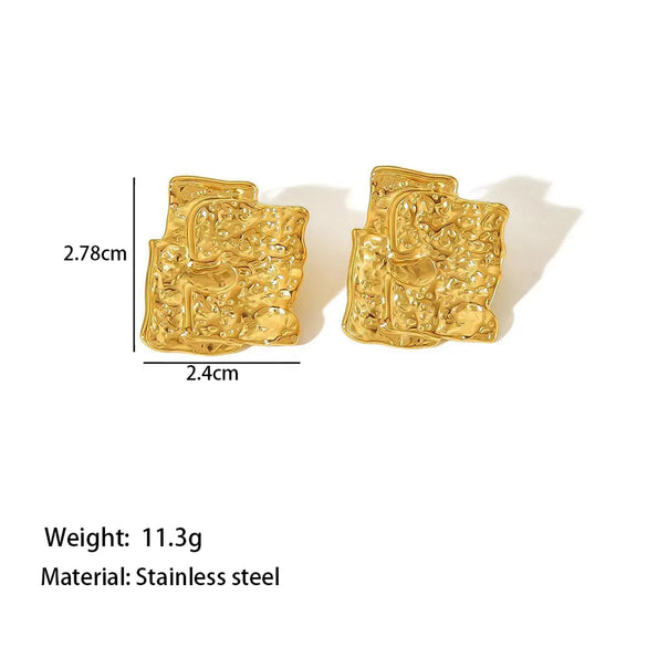 1 Pair Vintage Style Classic Style Commute Geometric Flower Polishing 304 Stainless Steel 18K Gold Plated Ear Studs