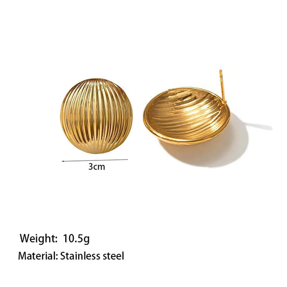 1 Pair Vintage Style Classic Style Commute Geometric Flower Polishing 304 Stainless Steel 18K Gold Plated Ear Studs