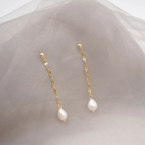 1 Pair Vintage Style Classic Style Geometric Handmade 304 Stainless Steel Freshwater Pearl Titanium Steel Gold Plated Drop Earrings