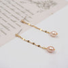 1 Pair Vintage Style Classic Style Geometric Handmade 304 Stainless Steel Freshwater Pearl Titanium Steel Gold Plated Drop Earrings
