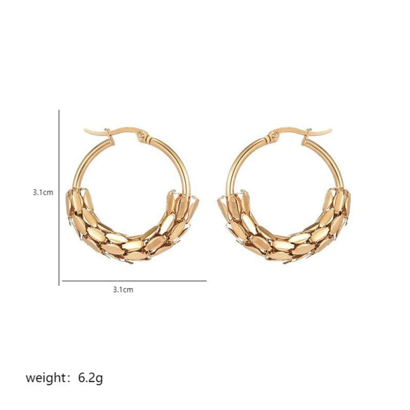 1 Pair Vintage Style Commute Circle Plating Hollow Out Stainless Steel 18K Gold Plated Hoop Earrings