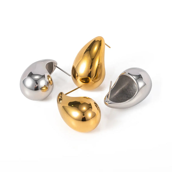 1 Pair Vintage Style Commute Water Droplets Plating 304 Stainless Steel 18K Gold Plated Ear Studs
