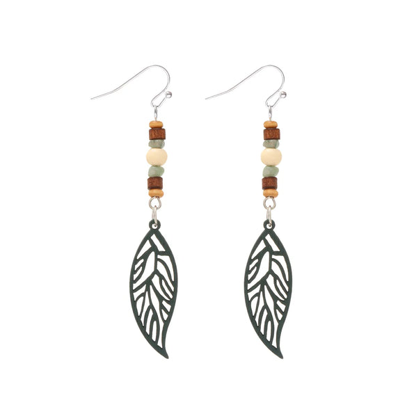 1 Pair Vintage Style Ethnic Style Leaves Butterfly Hollow Out Wood Drop Earrings