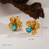 1 Pair Vintage Style Exaggerated Classic Style Flower Petal Plating Inlay 304 Stainless Steel Zircon 18K Gold Plated Ear Studs
