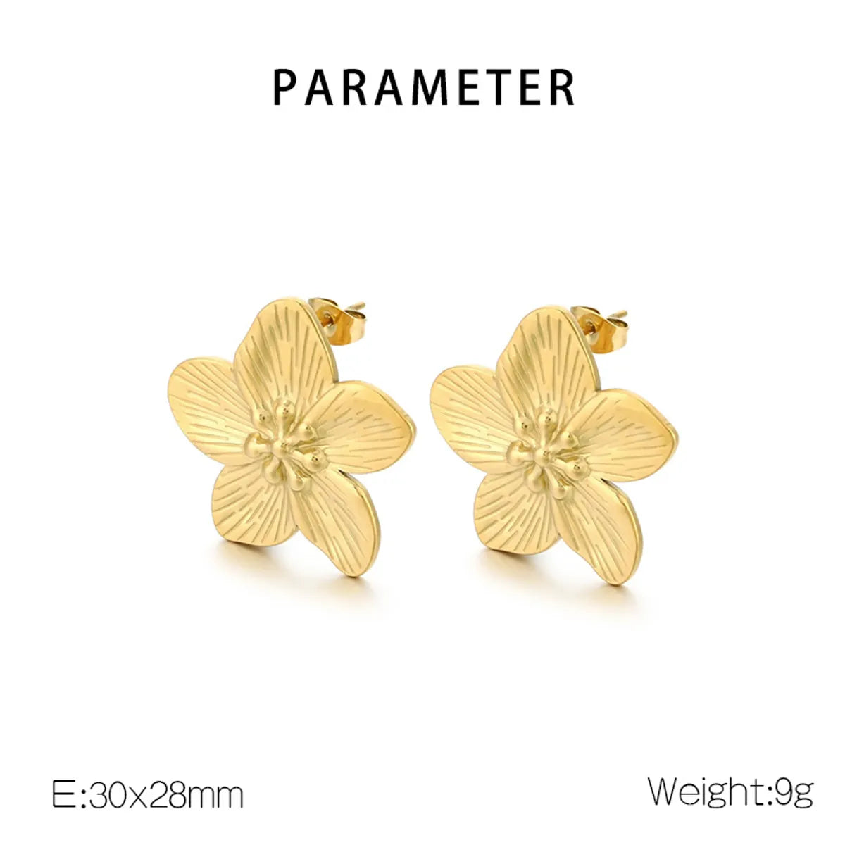 1 Pair Vintage Style Flower Plating 304 Stainless Steel 18K Gold Plated Ear Studs