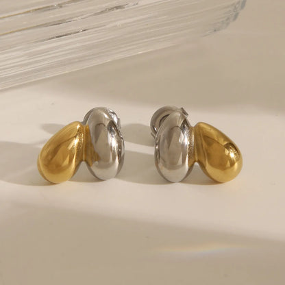 1 Pair Vintage Style French Style Heart Shape 304 Stainless Steel 18K Gold Plated Ear Studs