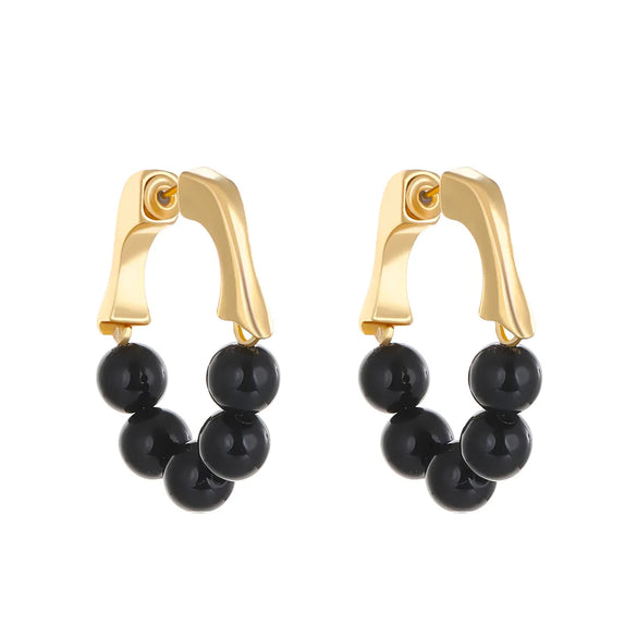 1 Pair Vintage Style French Style Round Beaded Imitation Pearl Alloy Turquoise Earrings