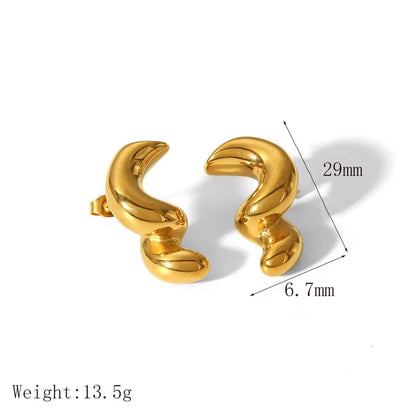 1 Pair Vintage Style French Style S Shape Irregular 304 Stainless Steel 18K Gold Plated Ear Studs