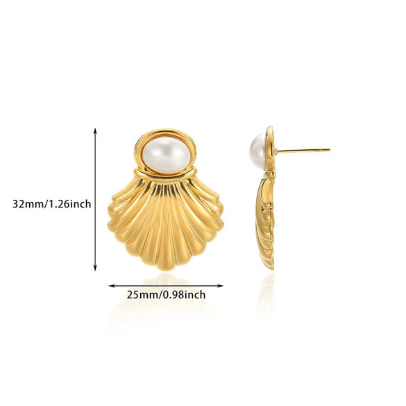 1 Pair Vintage Style French Style Starfish Conch Shell Plating 304 Stainless Steel Ear Studs