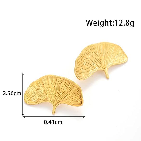 1 Pair Vintage Style French Style Sun Starfish Ginkgo Leaf 304 Stainless Steel Ear Studs