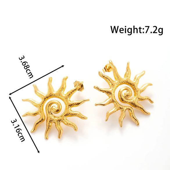 1 Pair Vintage Style French Style Sun Starfish Ginkgo Leaf 304 Stainless Steel Ear Studs