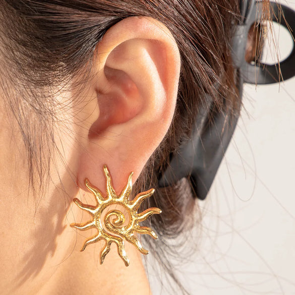 1 Pair Vintage Style French Style Sun Starfish Ginkgo Leaf 304 Stainless Steel Ear Studs