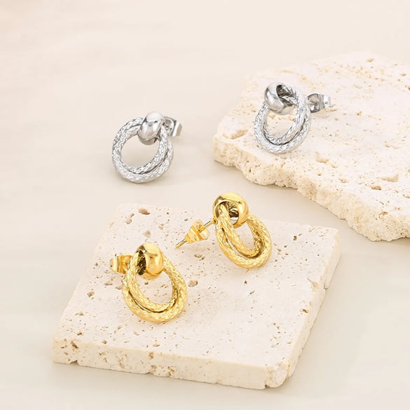 1 Pair Vintage Style Geometric Plating 304 Stainless Steel 18K Gold Plated Ear Studs