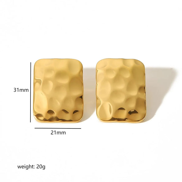 1 Pair Vintage Style Geometric Polishing 304 Stainless Steel 18K Gold Plated Ear Studs