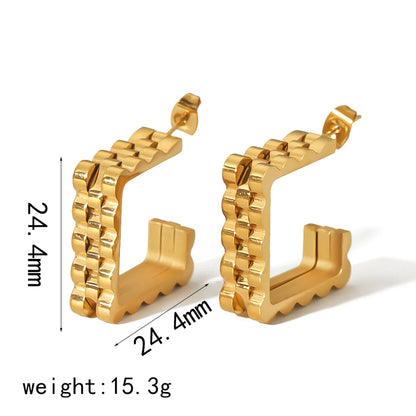 1 Pair Vintage Style Geometric Polishing Plating 304 Stainless Steel 18K Gold Plated Ear Studs