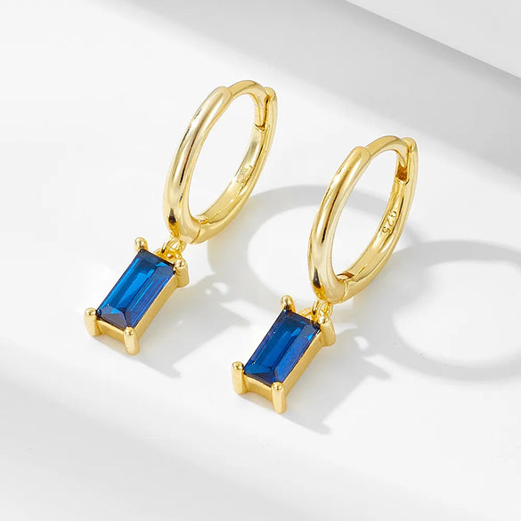 1 Pair Vintage Style Geometric Rectangle Plating Inlay Sterling Silver Zircon Drop Earrings