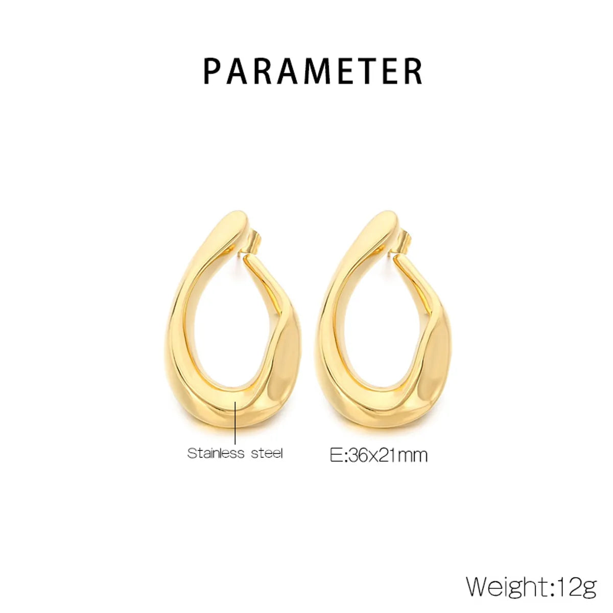 1 Pair Vintage Style Geometric Round Irregular 304 Stainless Steel 18K Gold Plated Earrings Ear Studs