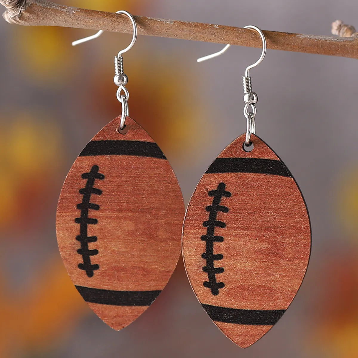 1 Pair Vintage Style Geometric Wood Drop Earrings