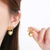 1 Pair Vintage Style Heart Shape Bow Knot 304 Stainless Steel 18K Gold Plated Drop Earrings