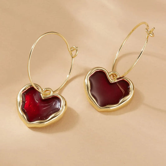 1 Pair Vintage Style Heart Shape Copper Plating 14k Gold Plated Drop Earrings