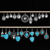 1 Pair Vintage Style Heart Shape Inlay Alloy Turquoise Silver Plated Drop Earrings