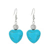 1 Pair Vintage Style Heart Shape Inlay Alloy Turquoise Silver Plated Drop Earrings