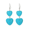1 Pair Vintage Style Heart Shape Inlay Alloy Turquoise Silver Plated Drop Earrings
