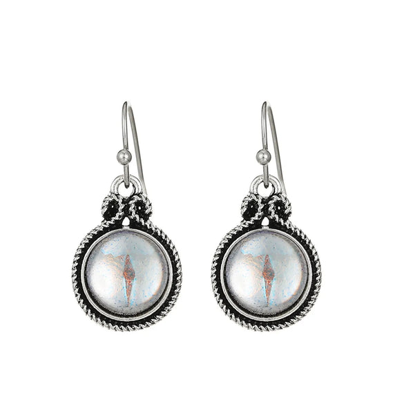 1 Pair Vintage Style Heart Shape Inlay Alloy Turquoise Silver Plated Drop Earrings